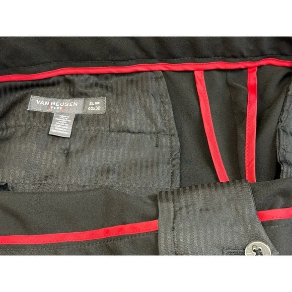 Van Heusen Flex Men's 40X32 Black Pants Comfort Stretch Slim Fit - Picture 6 of 6